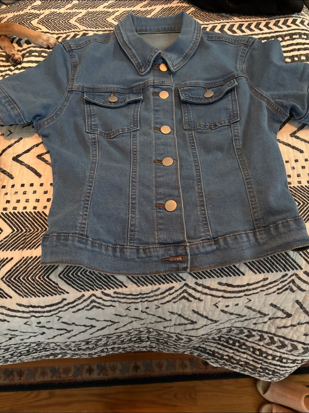 SHEIN Blue Short Sleeve Denim Jacket